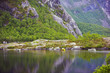 mountain lake north of the polar circle, norway