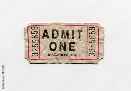 Photo: wrinkled "admit one" wrinkled "admit one"