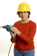 woman with electric drill