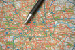pen and a map of central london