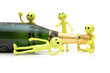 figures of smiley around a bottle of champagne