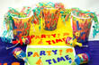 paper party cups streamers and party poppers