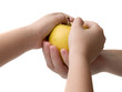 hands and apple