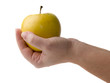 hand and apple