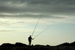 portugal, ericeira: fishing at dusk