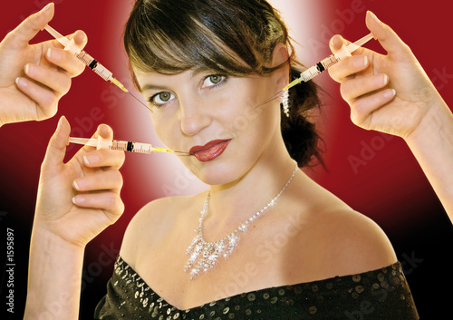 Photo: beauty queen red background beauty queen red background