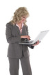 business woman multitasking with cellphone and laptop 2