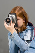 Photo: girl with slr photo camera girl with slr photo camera