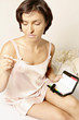 woman checking body temperature