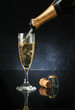 pouring a champagne flute pouring a champagne flute