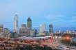 perth cityscape at dusk-peak hour traffic perth cityscape at dusk-peak hour traffic