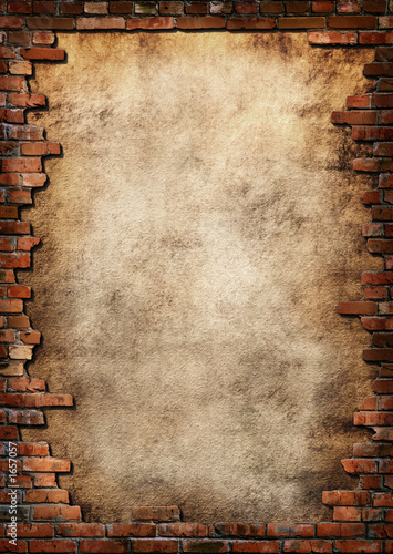 Photo: brick wall grungy frame brick wall grungy frame