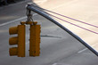 Photo: yellow dirty traffic light and an empty street yellow dirty traffic light and an empty street