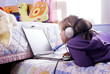small girl and computer
