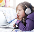 small girl and computer