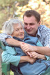 woman and grandson outdoors