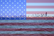 seattle skyline and american flag