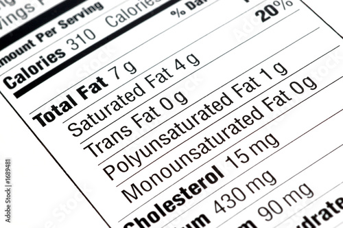 Photo: nutritional label nutritional label