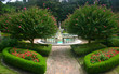 lush garden with fountain