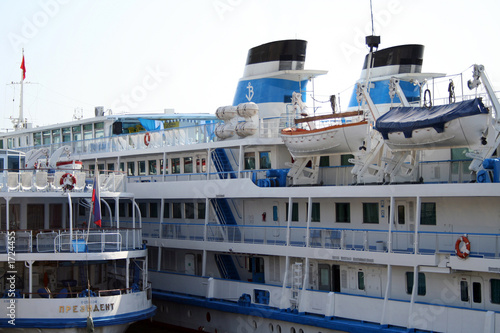 the steam-ship moored to the central quay of volgograd