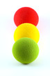 balls in a traffic light arrangement