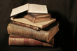 antique books on black