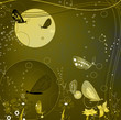 grunge abstract design with flying butterflies
