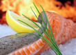 rose colored fish, summer food with lemon wine mar