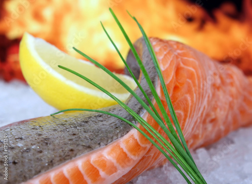 rose colored fish, summer food with lemon wine mar