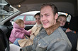 family in car