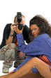 professional photographer with dslr while working