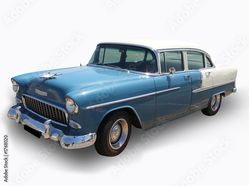blue antique shinning cadillac car - isolated