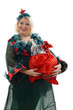 smiling woman with christmas gifts