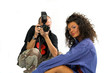 professional photographer with dslr while working