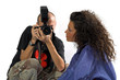 professional photographer with dslr while working