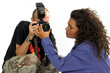 professional photographer with dslr while working