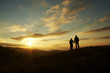 young family silhouette for sunset
