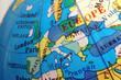 europe map on small terrestrial globe
