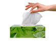 female hand taking a tissue from a box