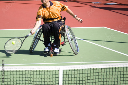 Photo: wheel chair tennis for disabled persons (men) wheel chair tennis for disabled persons (men)