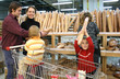 family in bread shop