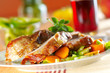 Baked pork meat with vegetables