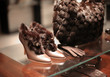 chaussures et sac de fause fourrure brune