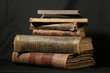antique books on black