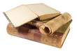 old books and paper scroll old books and paper scroll