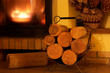 fireplace and logs fireplace and logs