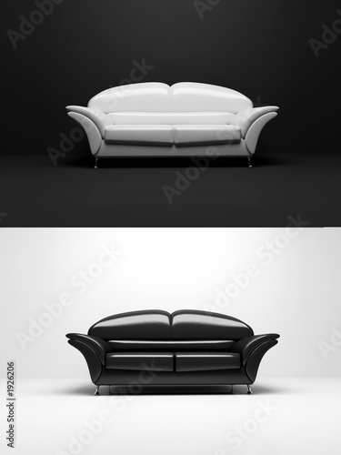 Illustration: black and white sofa monochrome object 3d black and white sofa monochrome object 3d