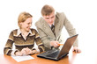 business team man and woman and laptop business team man and woman and laptop