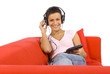 woman with headset