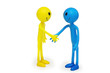 two smilies shaking hands isolated on white
